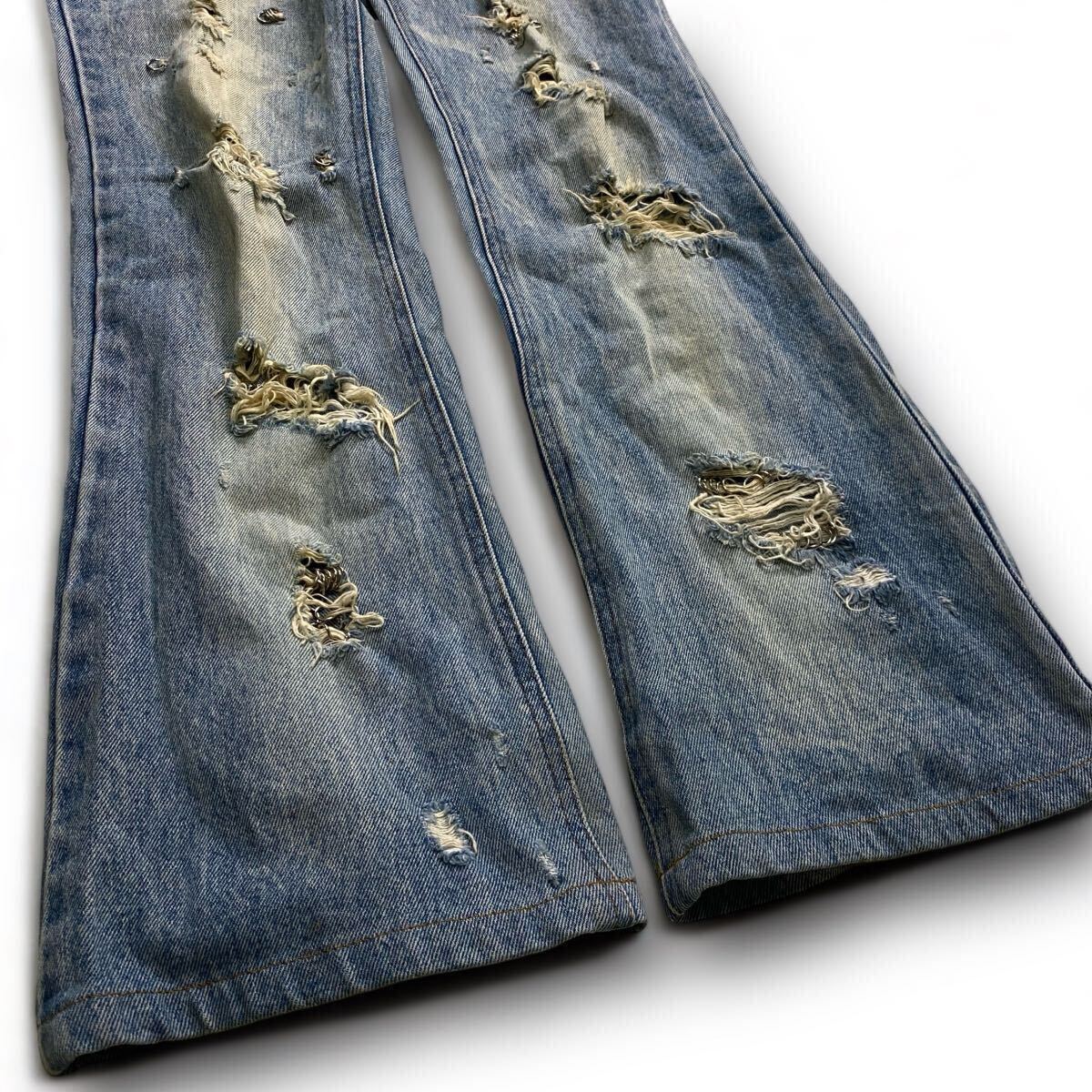 00s Japanese Label Archive Pierced Wash Distressed Jeans ダメージ加工 デニムパンツ lgb ifsixwasnine Goa kmrii 14th addiction rare の画像5