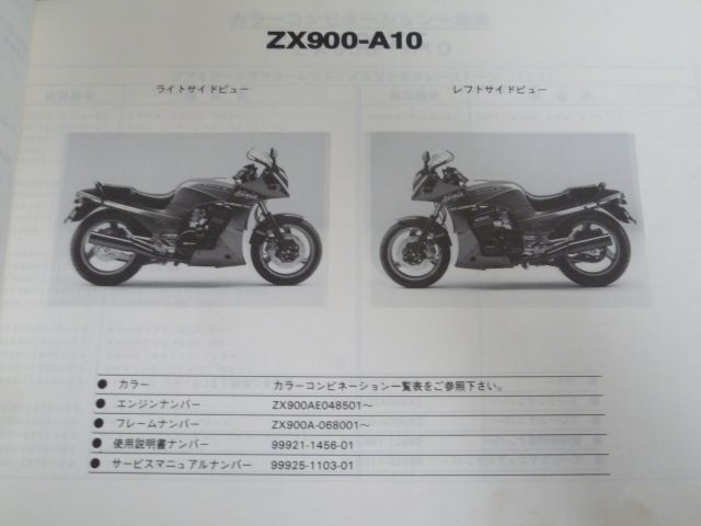 ZX900-A10 A11 GPZ900R カワサキ パーツリスト パーツカタログ 送料無料_画像3
