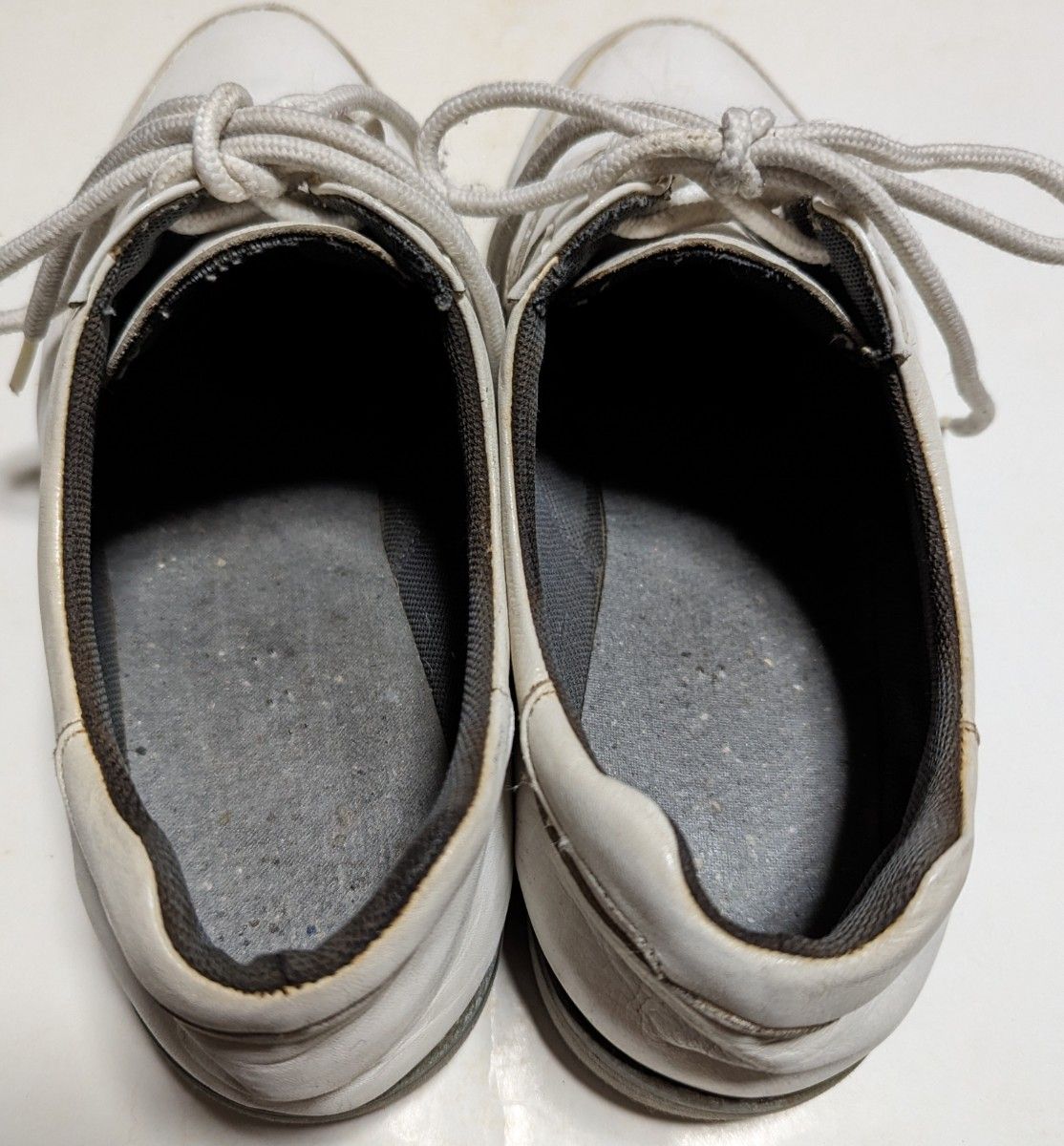 革シューズ　ホワイト　26.5cm　メンズ　白　White Shoes　used