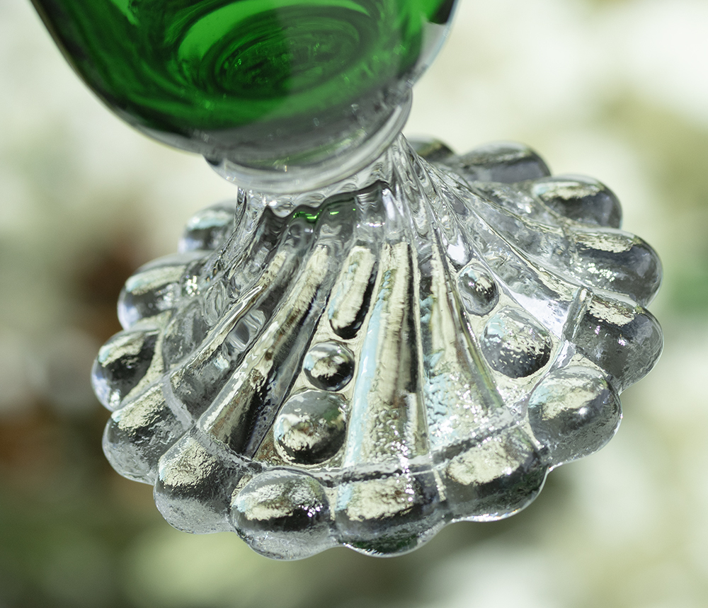美品！ ファイヤーキング フォレストグリーン バブル ゴブレット シャンパングラス 2個セット 酒 アンティーク ビンテージの画像4