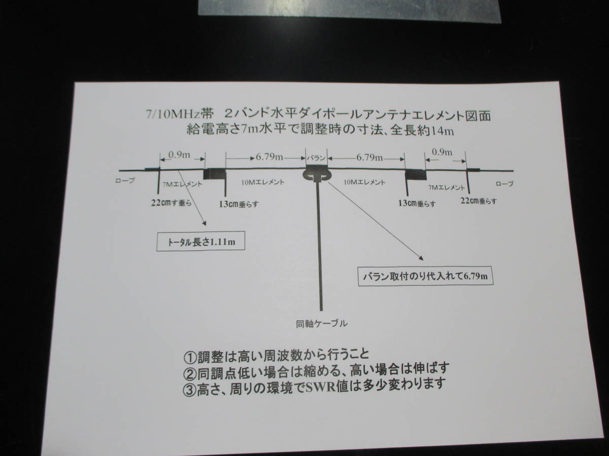 7/10M帯　ダイポールアンテナ用　トラップコイル単品　自作/未使用_図面添付します。