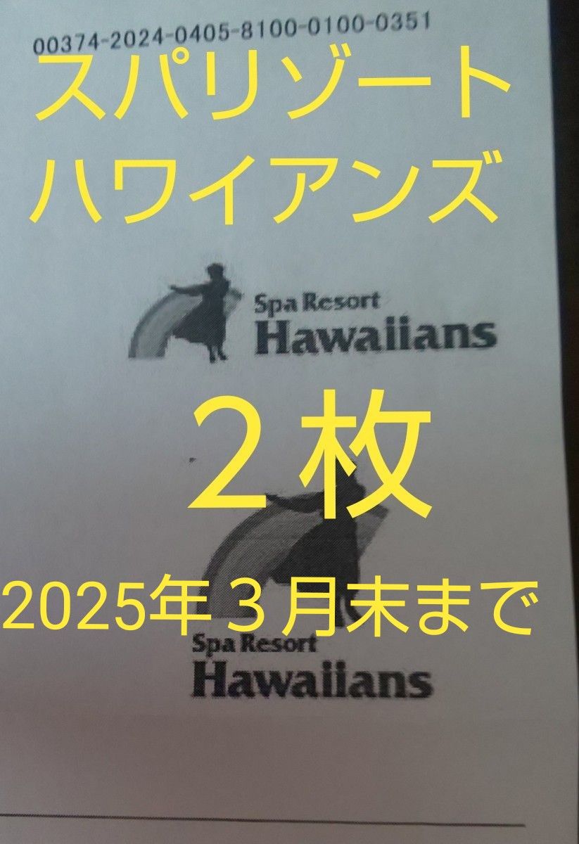 スパリゾートハワイアンズ入場券２枚