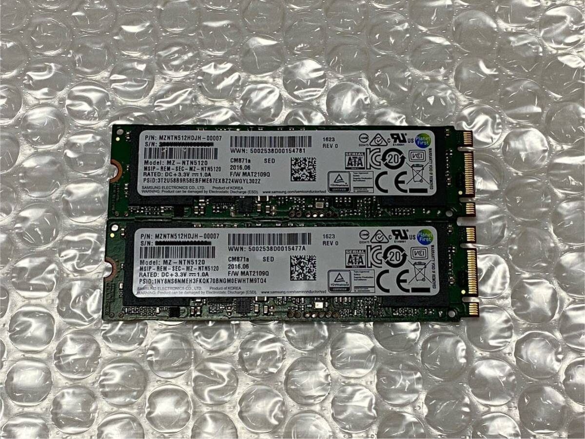 【起動2回 使用0時間】 SAMSUNG ☆ MZNTN512HDJH M.2 SSD 512GB ☆ 2枚 ☆ 正常 ①の画像1