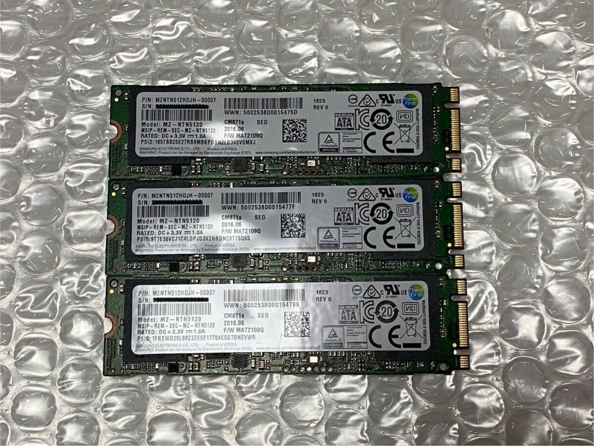 【起動2回 使用0時間】 SAMSUNG ☆ MZNTN512HDJH M.2 SSD 512GB ☆ 3枚 ☆ 正常 ②の画像1