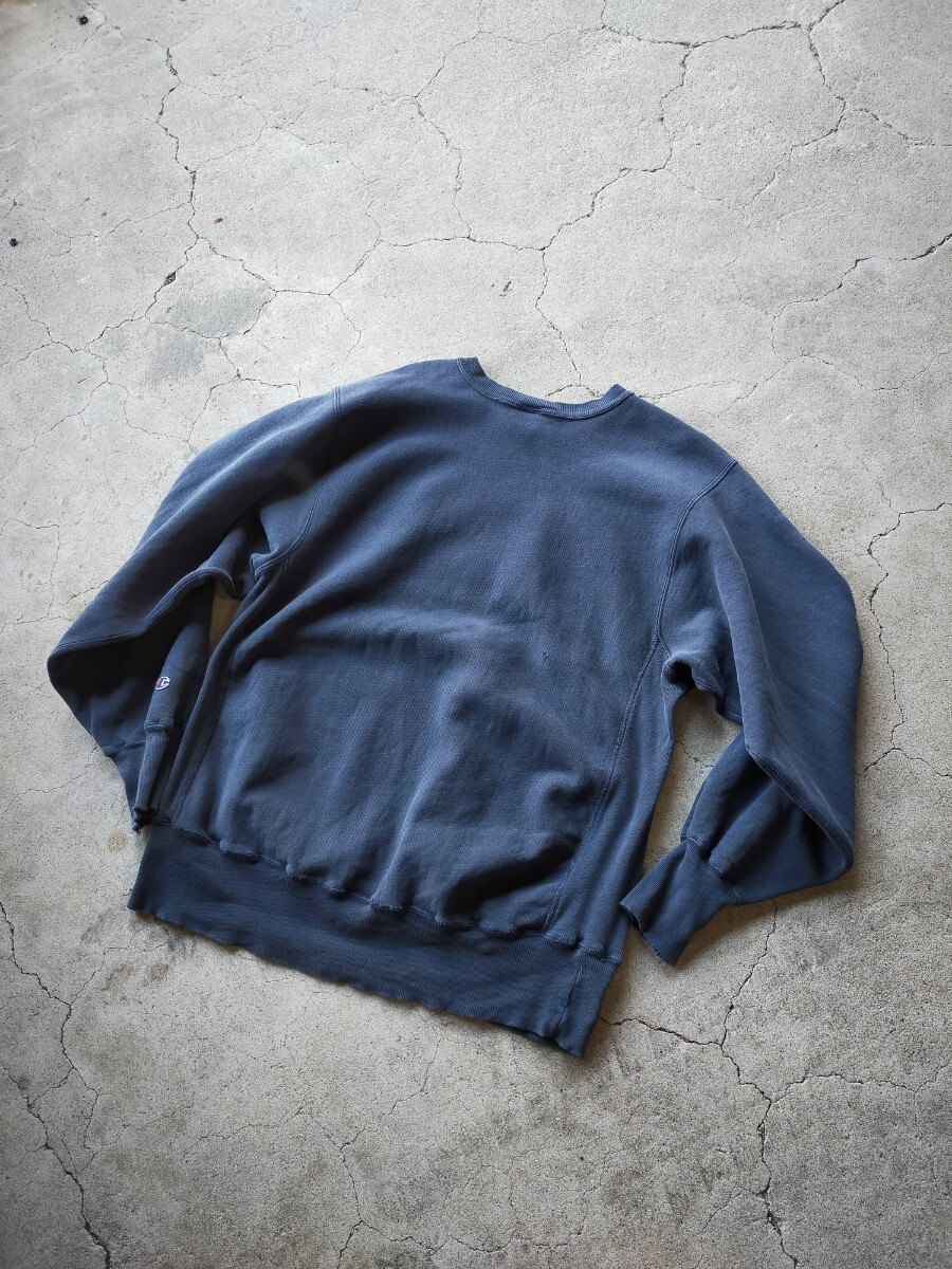 【90s/メキシコ製】Champion リバースウィーブ クルーネック スウェット XL チャンピオン スクール ランタグ ネイビー 80s USA RW VINTAGEの画像4