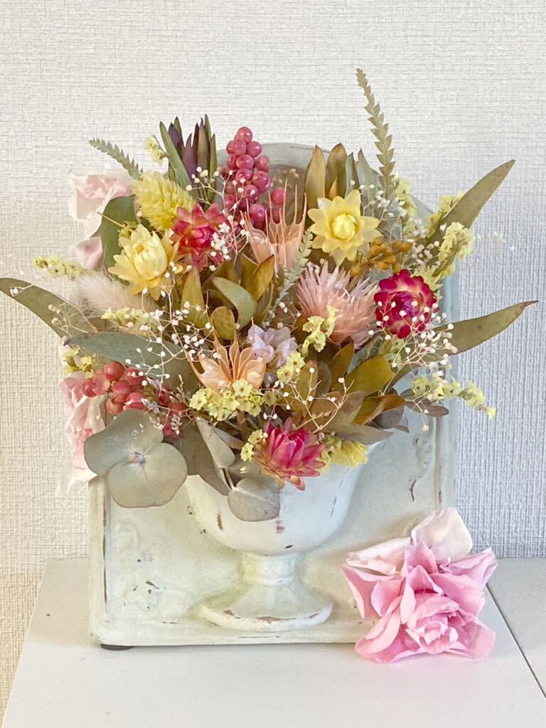 Handmade◆ハンドメイド◆ドライフラワー◆プリザーブドフラワー◆アレンジメント◆shabby chic terracotta botanical arrange＊◆難ありの画像1