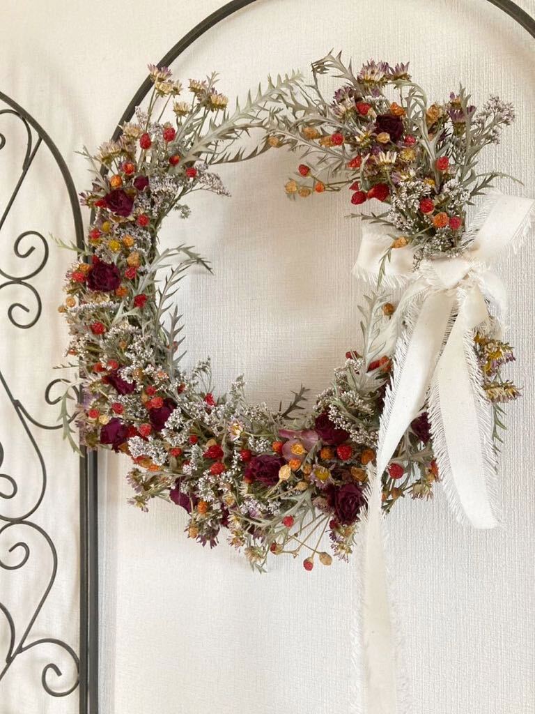 Handmade* hand made * dry flower *** lease * ornament * wall decoration *re draw z*botanical wreath*35.***