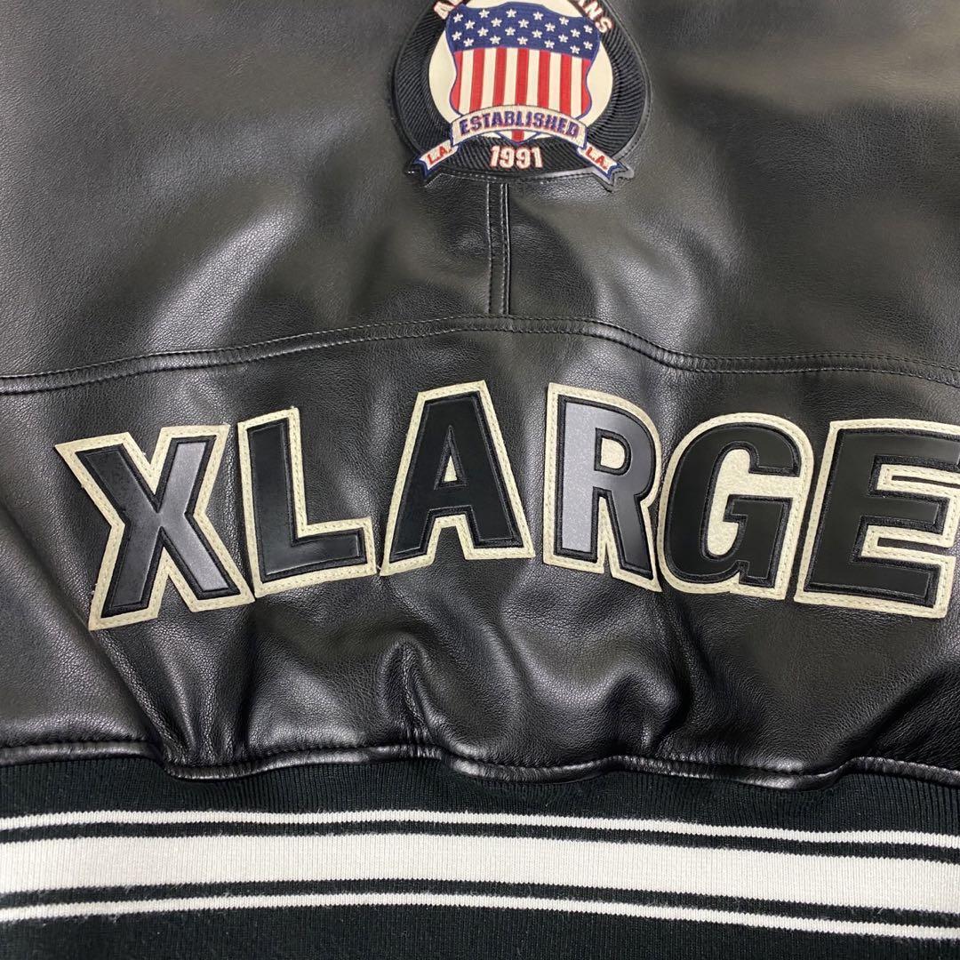 1円〜 未使用級 XLARGE×AVIREX ICON JACKET レザージャケット アヴィレックス エクストララージ ブラック 黒 コラボ 限定 メンズ