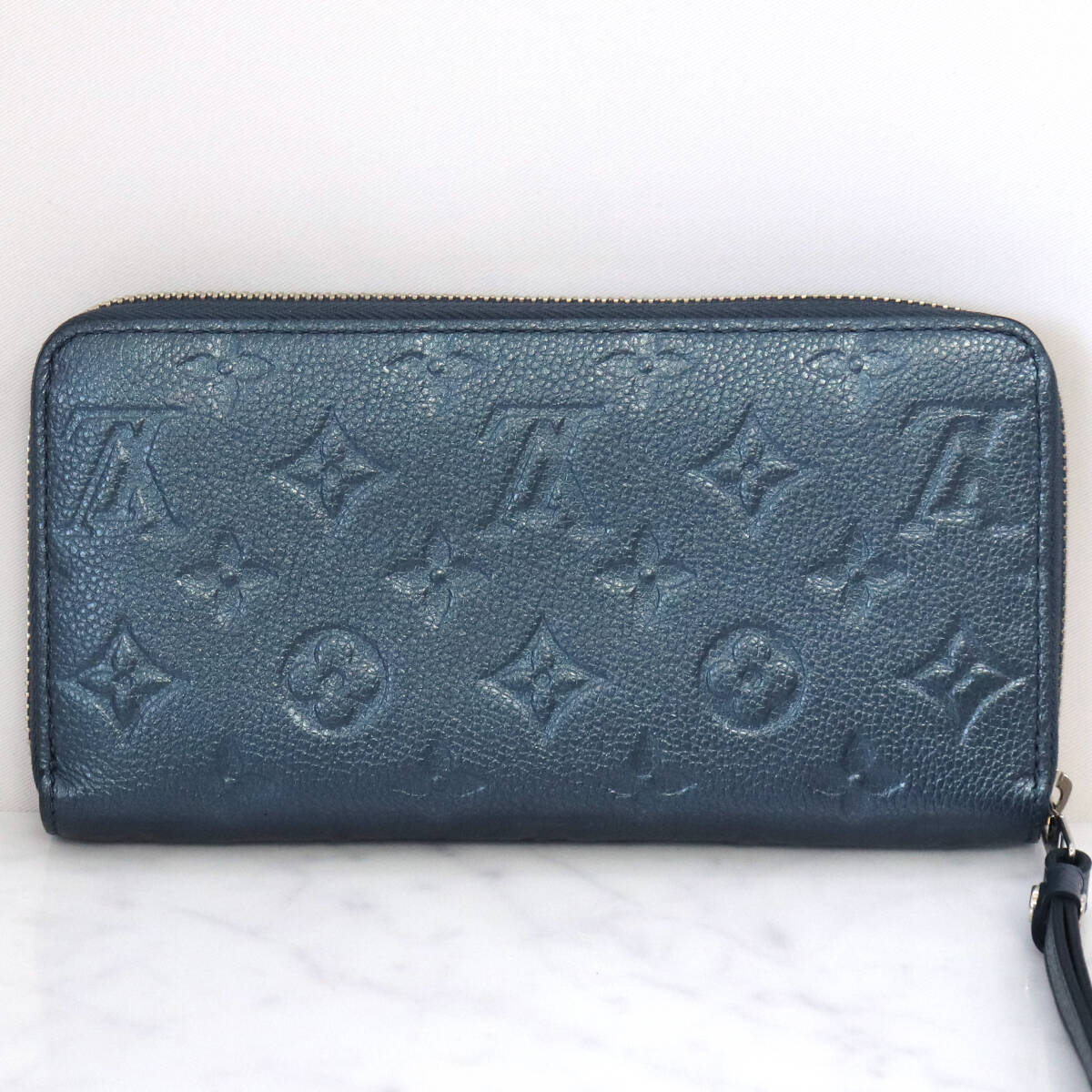 ＊美品＊LOUIS VUITTON ルイヴィトン M80958 モノグラム アンプラント　ジッピー・ウォレット　 長財布　メタリックブルー　ネイビー