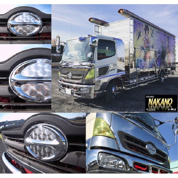 トラック用 日野 Ｈマークプレート 鏡面ステンレス エンブレム土台 グランドプロフィア/レンジャープロ 日野大型 4tの画像2