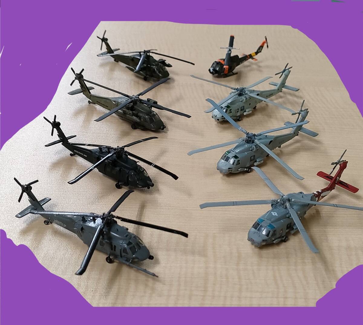 完成品 ジャンク品 F-toys ヘリボーンコレクション 1/144 UH-60 アメリカ陸軍 SH-60 アメリカ海軍 海上自衛隊 UH-１ 陸上自衛隊 8品セット_画像1