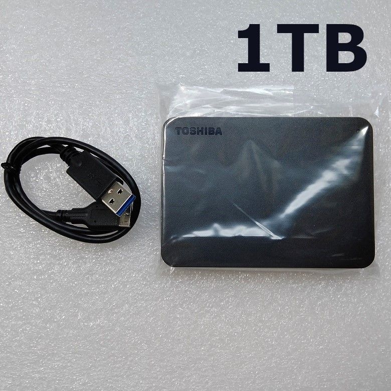 ★美品★TOSHIBA　1TB　ポータブル 外付けHDD【テレビ録画/PC対応　USB3.2(Gen1)対応】Canvio