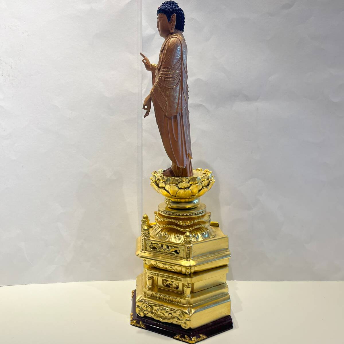 柘植 六角台座 後背無し 木彫り 仏像 【中古】 柘植 六角台座 後背無し 木彫り 仏像 【中古】