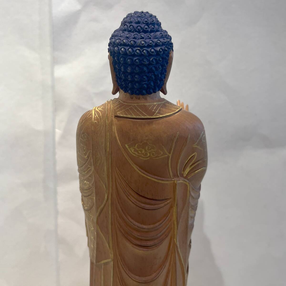 柘植 六角台座 後背無し 木彫り 仏像 【中古】 柘植 六角台座 後背無し 木彫り 仏像 【中古】