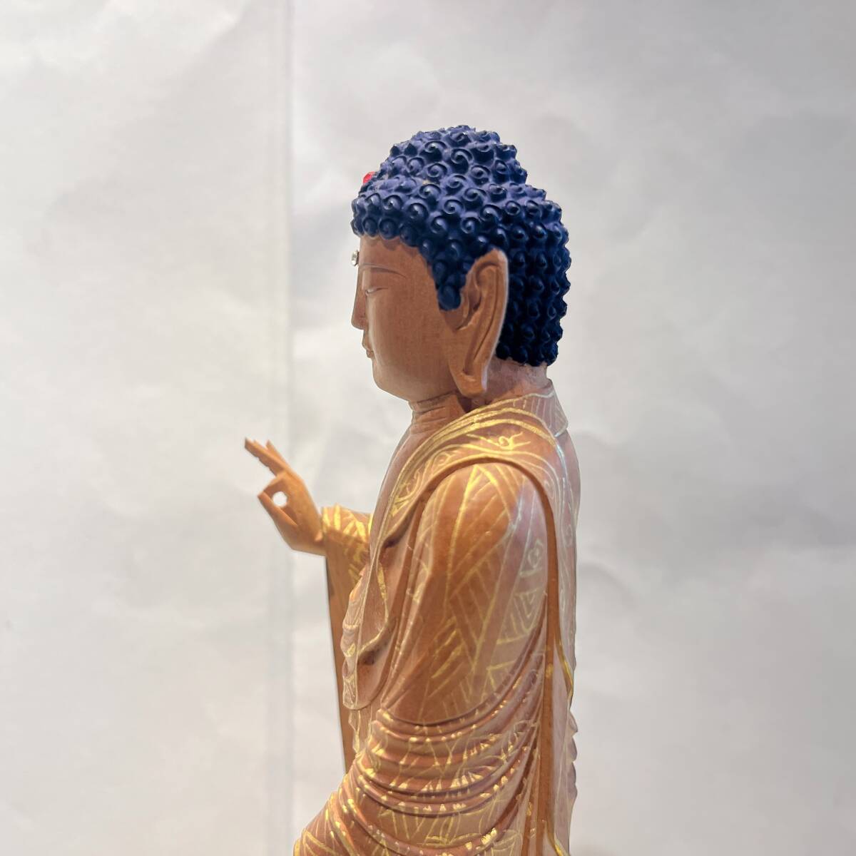 柘植 六角台座 後背無し 木彫り 仏像 【中古】 柘植 六角台座 後背無し 木彫り 仏像 【中古】