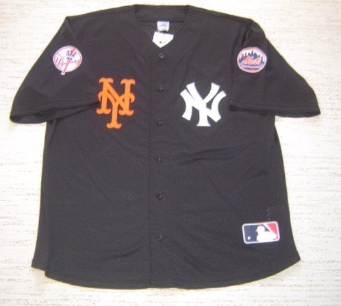 送料無料 セール20% ファナティックス 別注 MLB NY ニューヨーク ヤンキース メッツ ユニホーム シャツ ジャージ 半袖 ML2133SS06 黒 XL