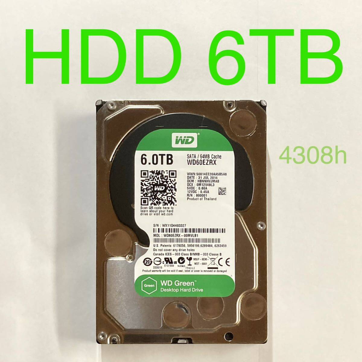 ★ 6TB WD Green 3.5インチ SATA 内蔵型HDD 中古 ★ WD60EZRX 内蔵型ハードディスク ★_画像1