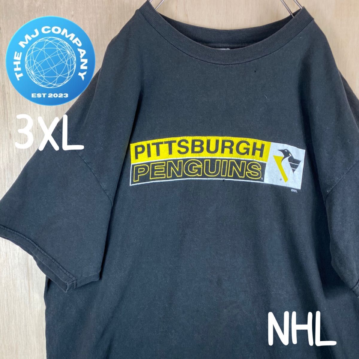 USA古着 NHL ピッツバーグ　ペンギンズ　胸ロゴ　半袖Tシャツ　3XL