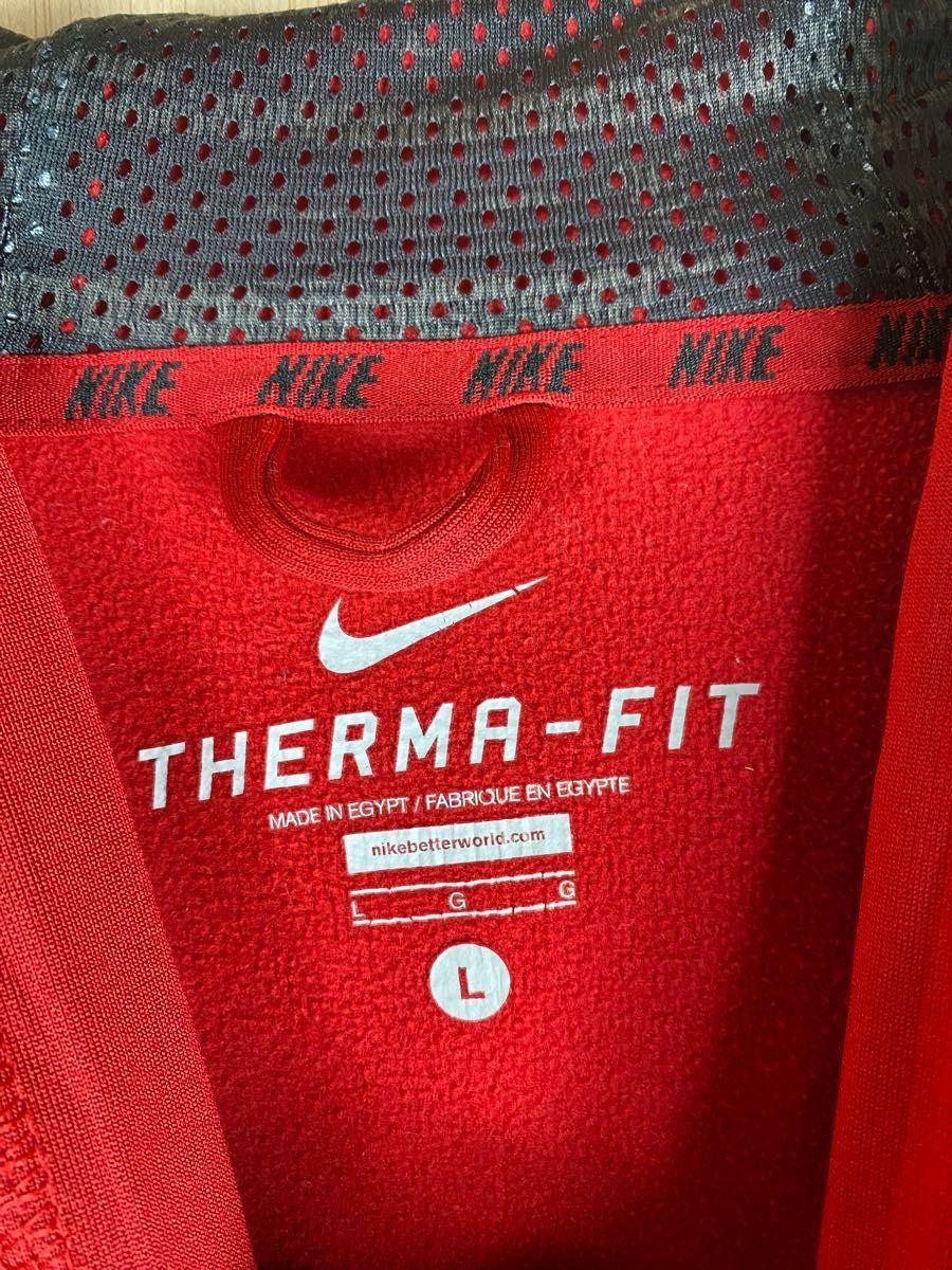 USA古着 NIKE THERMA-FIT プルオーバーパーカー　ビッグロゴ　L