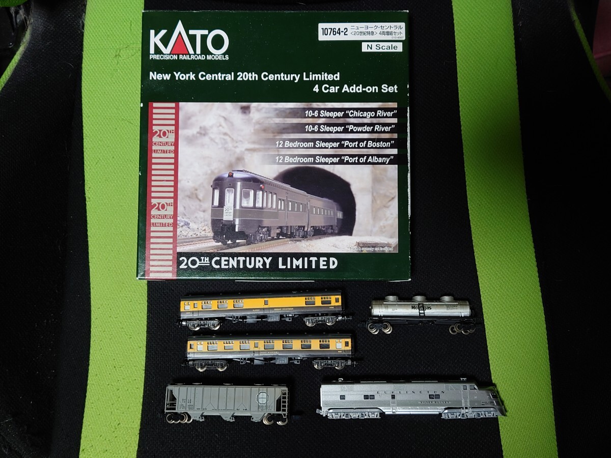 nゲージ 海外 外国型 KATO 10764-2 ニューヨーク・セントラル増結4両セット & KATO E5A & lima 客車 & BACHMANN 貨車 合計9両セット_画像1