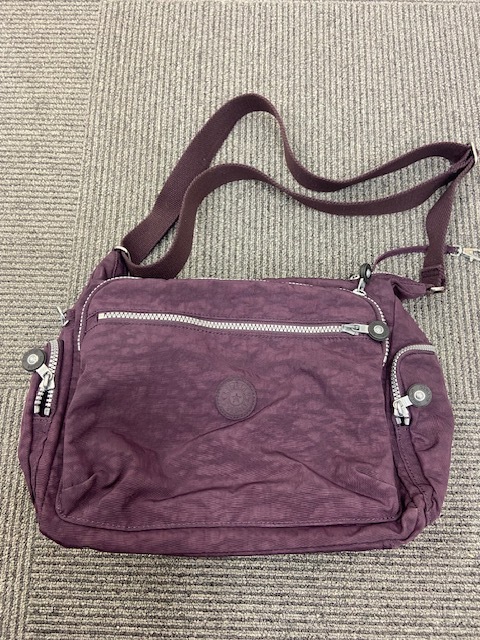 KIPLING キプリング Shoulder Bag ショルダーバッグ 肩掛け かばん 2個セット パープル ゴリラ キーホルダー チャーム ジップ ファスナーの画像2