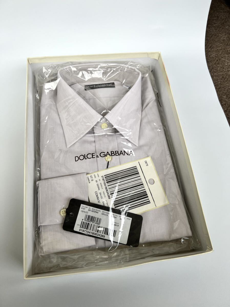 DOLCE&GABBANA D&G ドルチェアンドガッバーナ ドルガバ ドレスシャツ 長袖 薄グレー メンズ 39_画像2