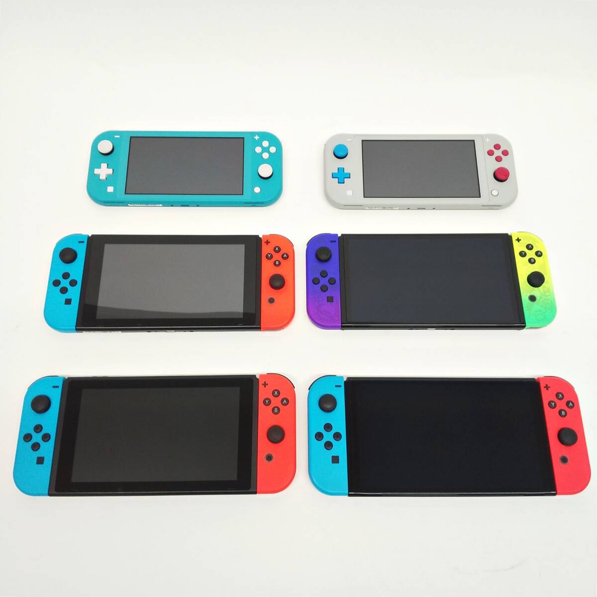 通電確認済み Nintendo Switch 本体 4台 Joy-Con 8個 Switch Lite 2台 まとめて 有機EL 任天堂 スイッチ ライト ジョイコン R2404-016の画像1