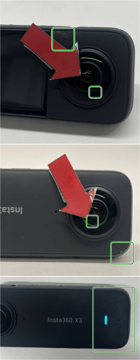 3点セット Insta360 X3 360° アクションカメラ 予備バッテリー 自撮り棒 5.7K 三脚 Invisible Selfie Stick 【1円】 R2403-271の画像4