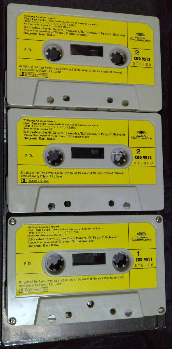 カセットテープ3巻box/モーツァルト/コシ・ファン・トゥッテ 全曲/ヤノヴィッツ/フライ/シュライヤー/ベーム/ウィーン・フィルの画像6