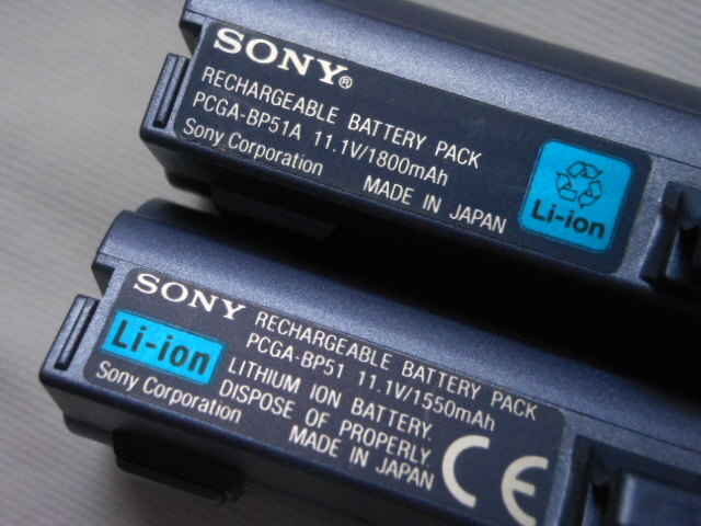 ◆SONY VAIO ソニー バイオ C1 モデル 純正 バッテリー◆PCBA-BP51 1550mAh ＆ もう1つは店頭展示用模型ですの画像2
