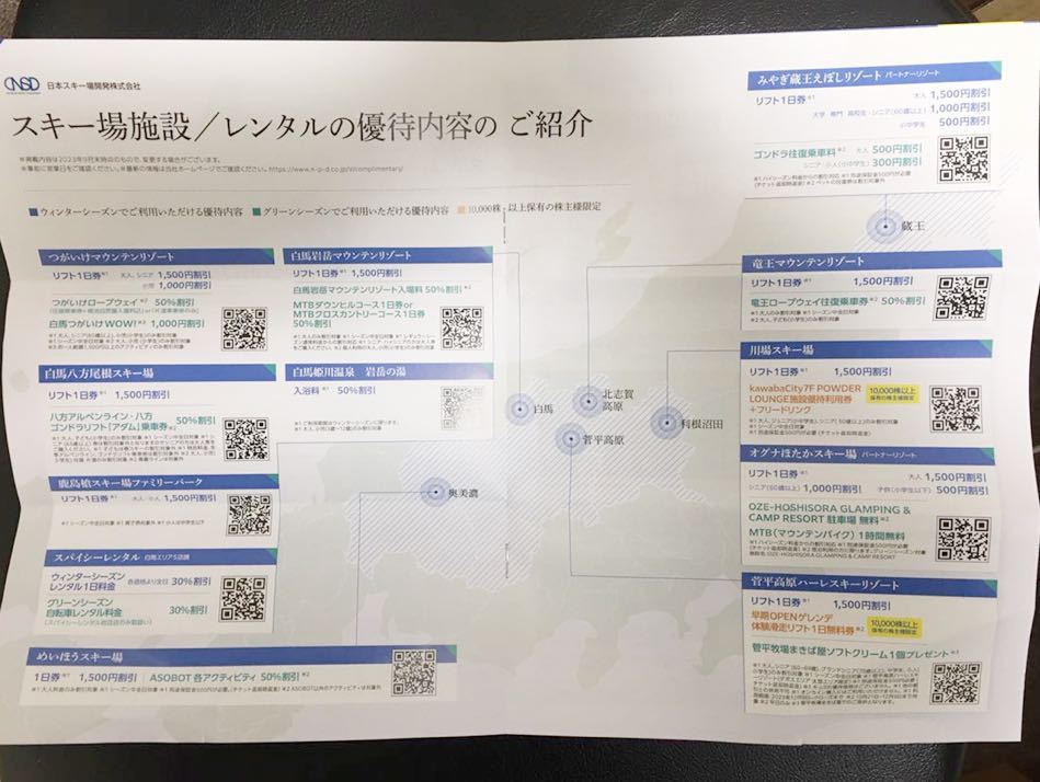 日本駐車場開発 株主優待★ リフト利用を含むスキー場 アクティビティ割引券★速達対応あり 白馬八方尾根 岩岳 鹿島槍 竜王の画像2