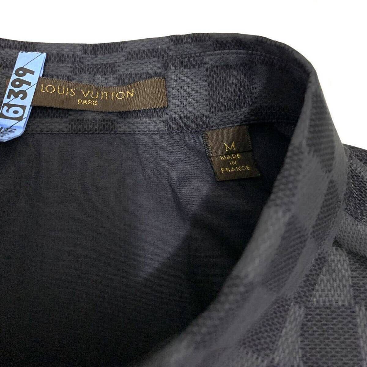 ☆極美品☆LOUIS VUITTON ルィヴィトン ダミエ グラフィット長袖シャツ ブラック×グレー コットンシャツ メンズ サイズM フランス製の画像5