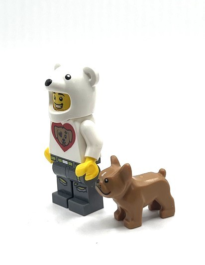 即決 新品 未使用 レゴ ミニフィグ 愛犬家 犬の被り物 犬 フレンチブルドッグ わんこミニフィギュアの画像2