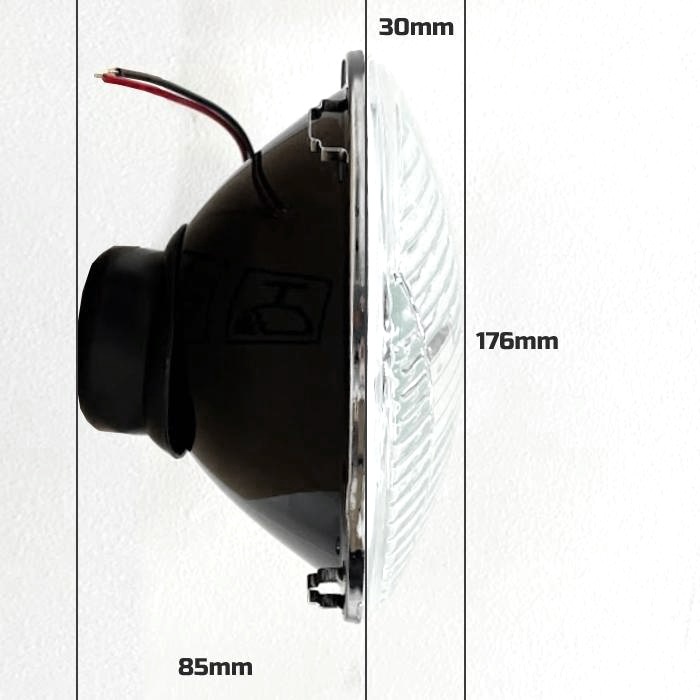 汎用 丸 クリスタル 7インチ P700 ヘッドライト + H4 12V 36W 6000K ヘッドライト LED バルブ 左右 2個 クリア ヘッドランプ ライト セットの画像3