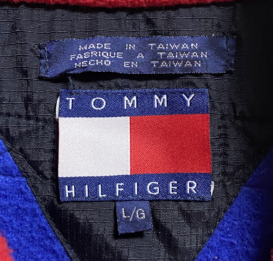 90's ビンテージ▽TOMMY HILFIGER トミーヒルフィガー ATHLETIC GEAR SERIES2 フリースベスト L 青 黒 ブルー ブラック アスレチックギア_画像9