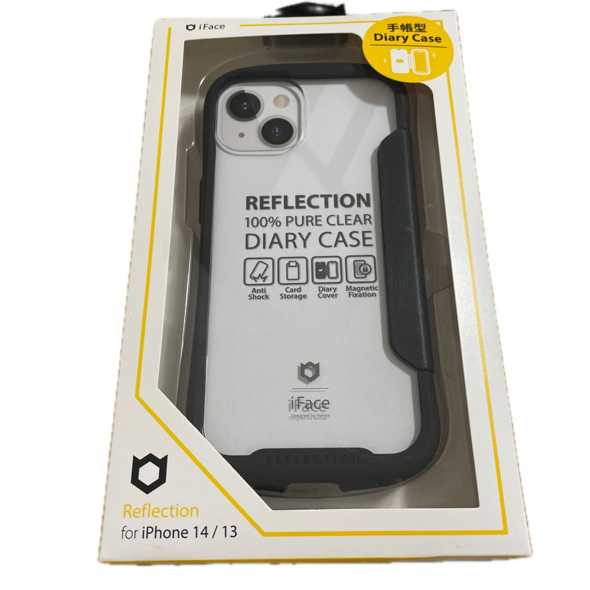 Hamee iPhone14/13用 ダイアリーケース IFACE REFLECTION ダイアリー (ブラック) 手帳型