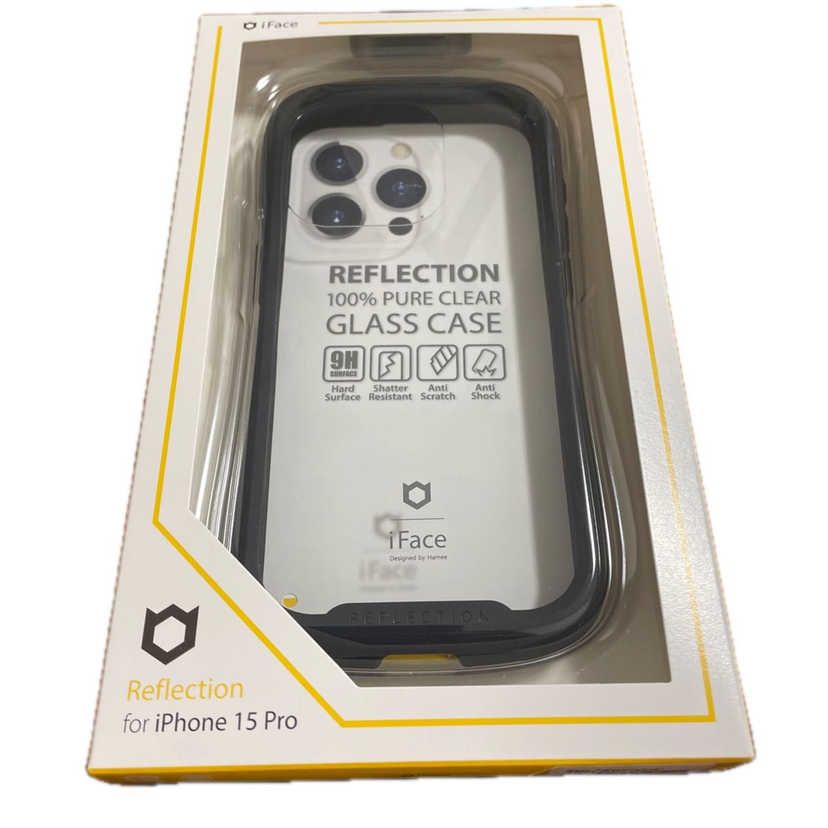 iPhone 15 Pro iFace Reflection 強化ガラスクリア スマホケース 41-959121（ブラック）