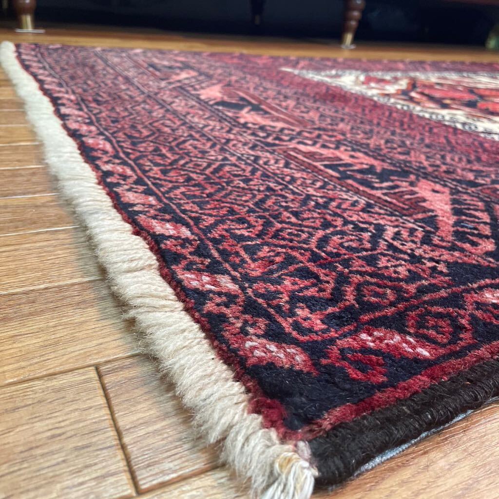 手織りペルシャ絨毯　中古　美品　トライバルラグ　168×95cm　バルーチ産　ラグ、カーペット　Ni335/2091_画像5