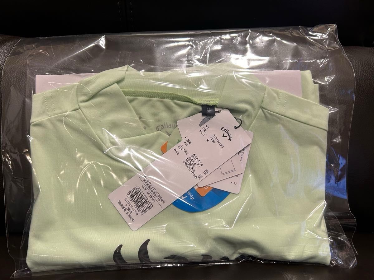 新品　Mサイズ　【ストレッチ&UPF50】キャロウェイ　メンズ　半袖モックネックシャツ　UVカット 半袖シャツ 