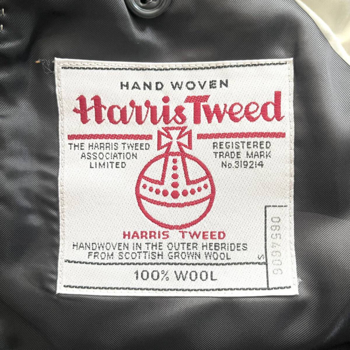 【Harris Tweed】ハリスツイード ツイード テーラード ジャケット ウール100% ヘリンボーン シンプル 定番 グレー メンズ サイズL/Y6593NNの画像8