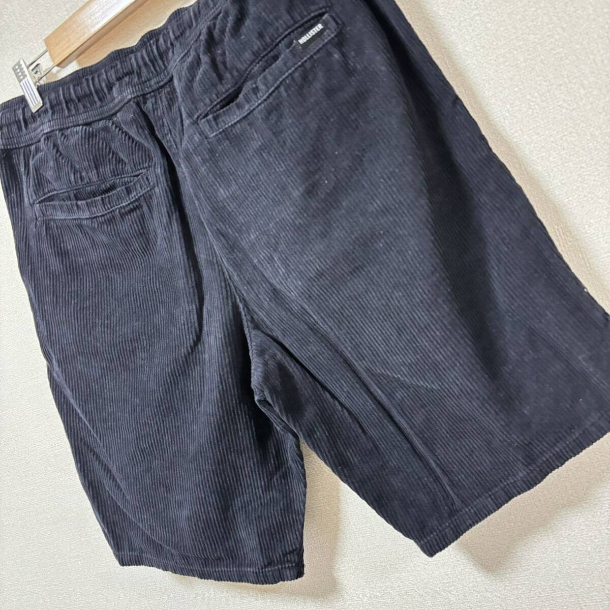 【HOLLISTER】ホリスター ショートパンツ ブラック 黒 コーデュロイ ウエストゴム ポケット ABERCROMBIE&FITCH メンズ サイズS/Y8581SS_画像7