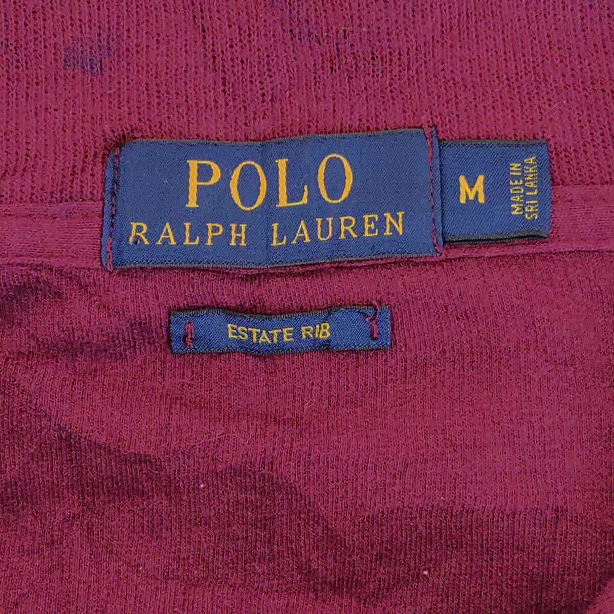 綿100％◎【POLO RALPH LAUREN】ポロ ラルフローレン 薄手 ニット ハーフ ジップ カジュアル ウェア ハイネック 赤 メンズ サイズM/Y8763DD_画像8