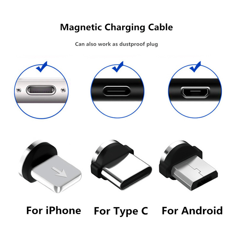 らくらく充電 マグネット式 3in1 USB充電ケーブル Type-C 急速充電 データ転送 iPhone iPad Lightning MicroUSB Android 耐久性 折れ防止の画像4