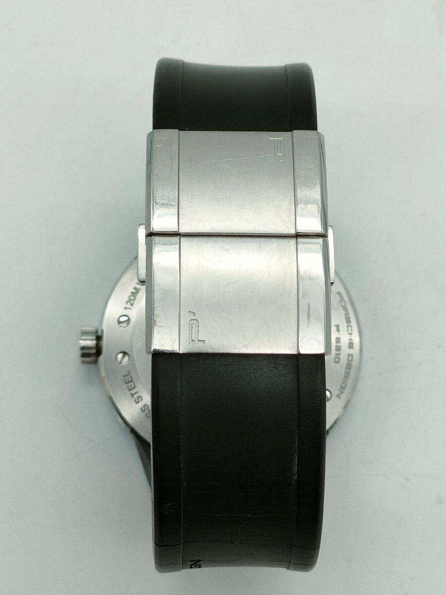 1円〜 PORSCHE DESIGN ポルシェデザイン P'6310 メンズ腕時計 自動巻き デイト カレンダー シルバー系 シルバーカラー 3針 裏スケ ★の画像8