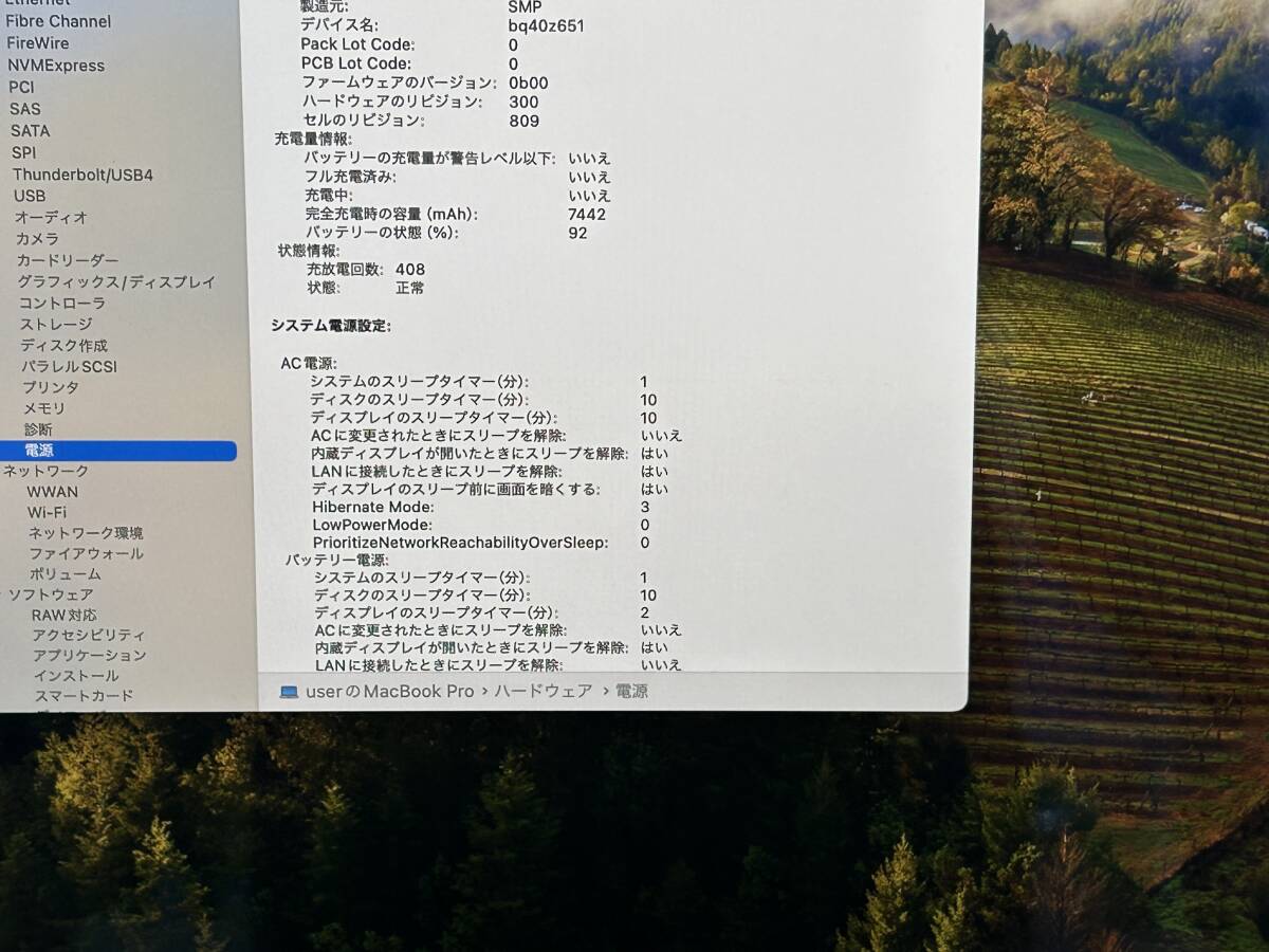 【16インチ Core i9】Apple MacBook Pro(16-inch,2019) A2141 Core i9(9880H)/2.3GHz RAM:16GB/SSD:1TB space gray Sonoma 動作品※難ありの画像9
