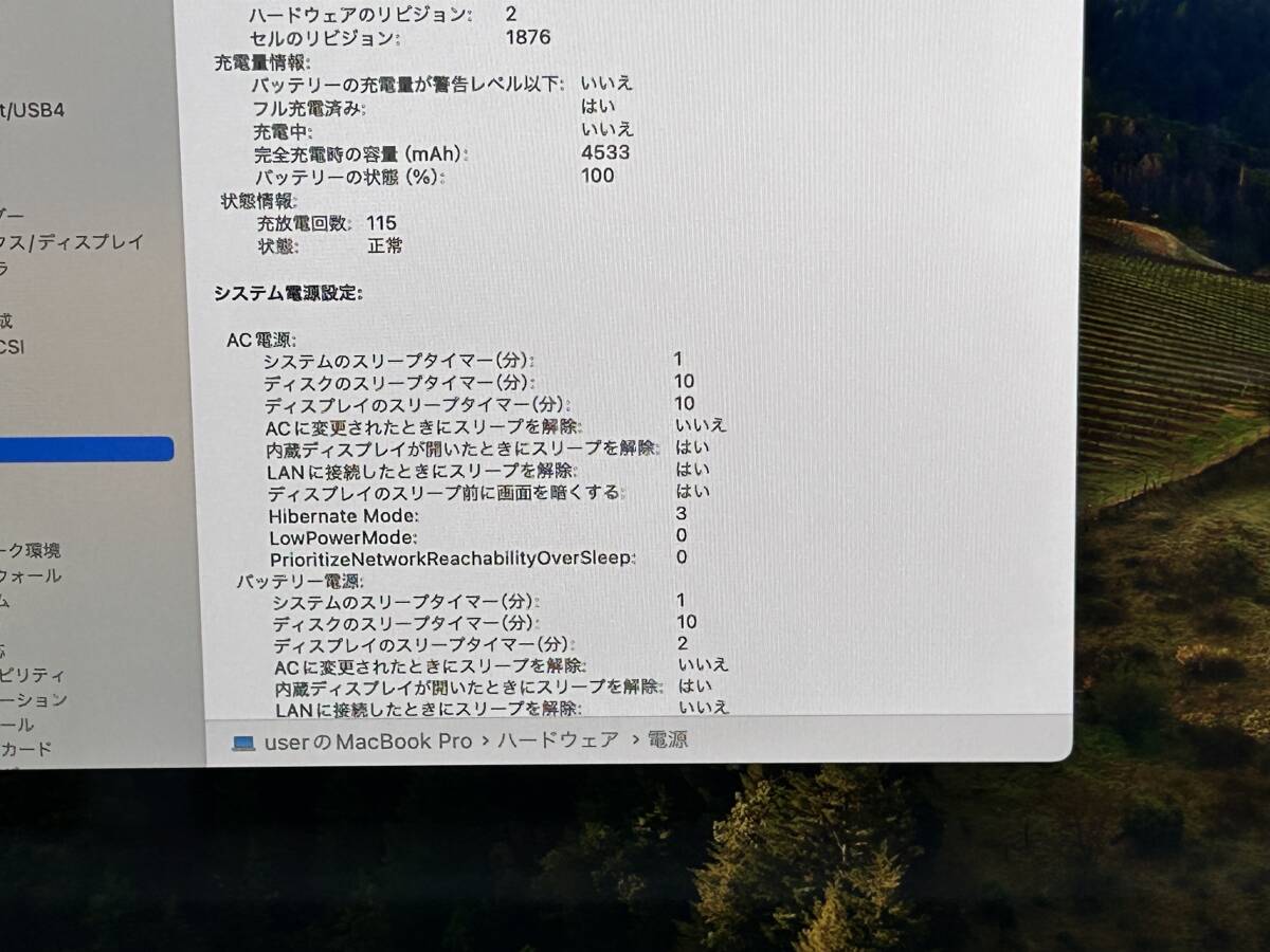 【美品☆充放電数115回】Apple MacBook Pro(13-inch,2020) A2251 Core i7(1068NG7)/2.3GHz RAM:32GB/SSD:1TB シルバー Sonoma 動作品の画像9