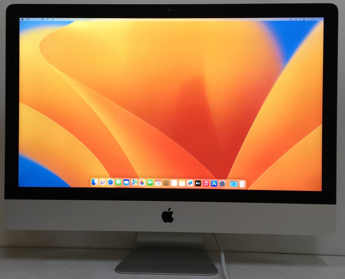 ☆【美品 27インチ】Apple iMac (Retina 5K, 27-inch, 2017) A1419 Core i5(7500)/3.4GHz RAM:8GB/SSD:1TB Ventura ケーブル付属 動作品の画像2