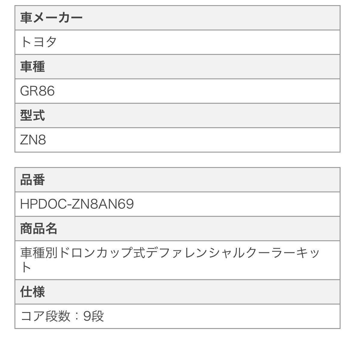 HPI ZN8 GR86 車種別ドロンカップ式デファレンシャルクーラーキット HPDOC-ZN8AN69 BRZ_画像2