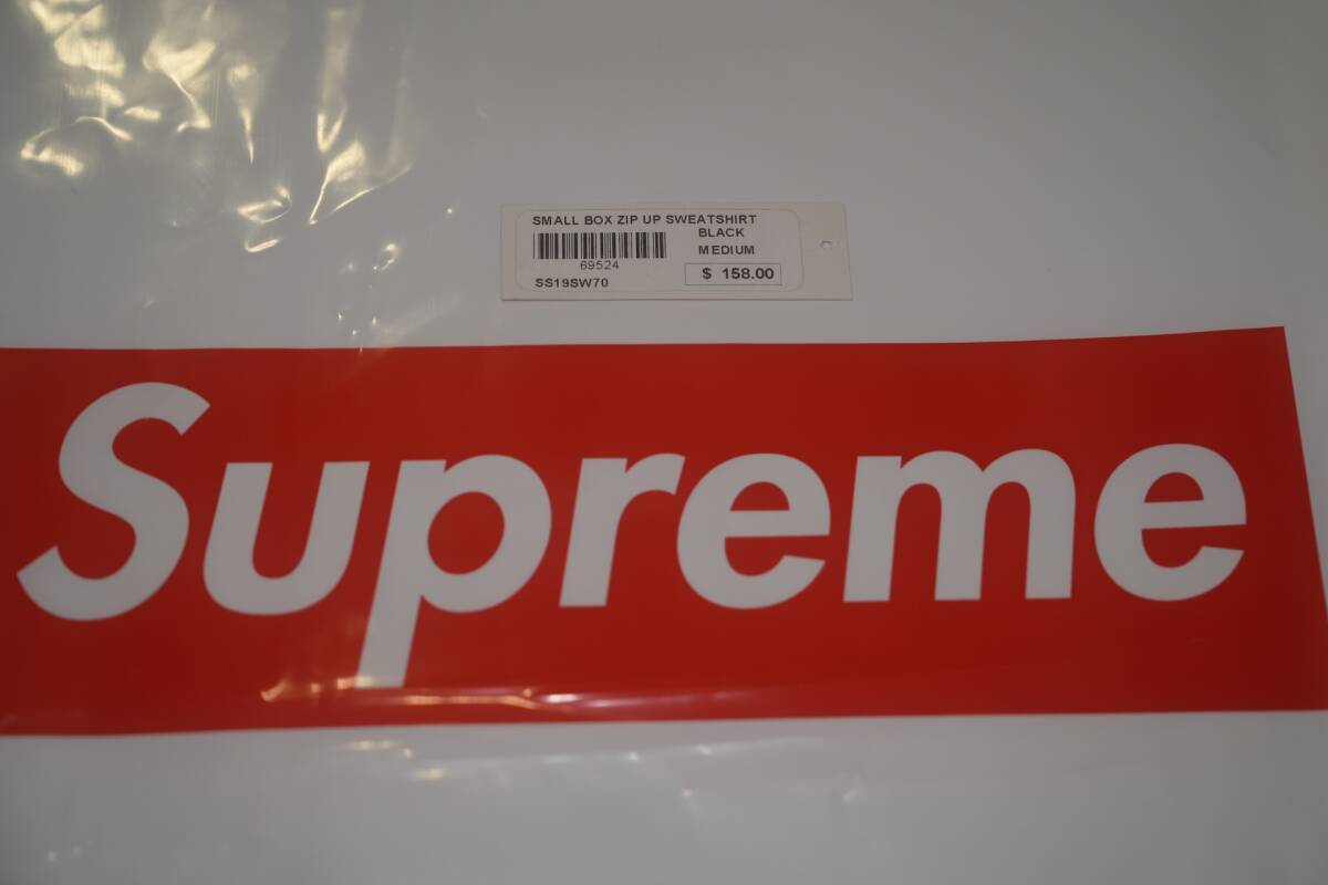 【美品】Supreme シュプリーム Small Box Zip Up Sweatshirt スモールボックスジップアップパーカー(SS19SW70) ブラック M■送料無料の画像8