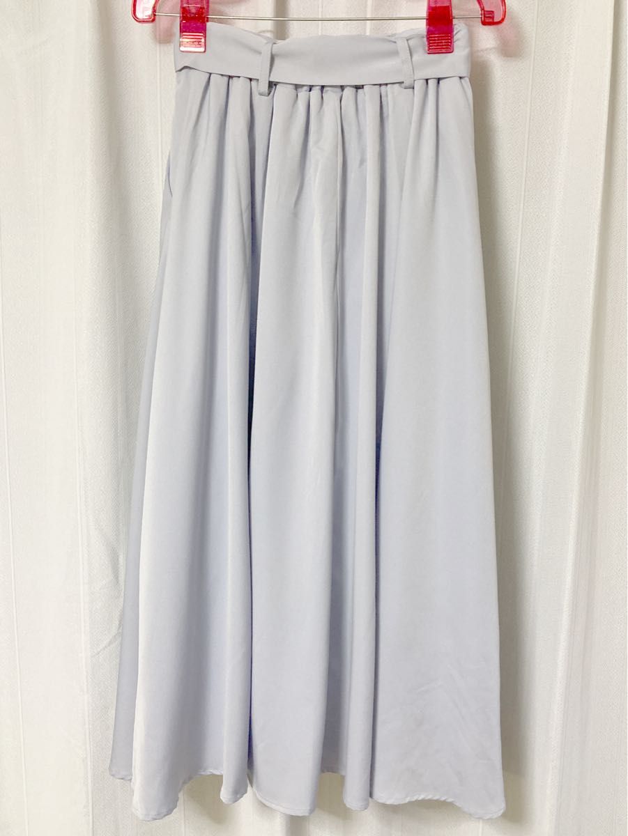 【新品】神戸レタス ロングスカート  水色  丈87cm フリーサイズ　Aラインスカート　大人可愛い